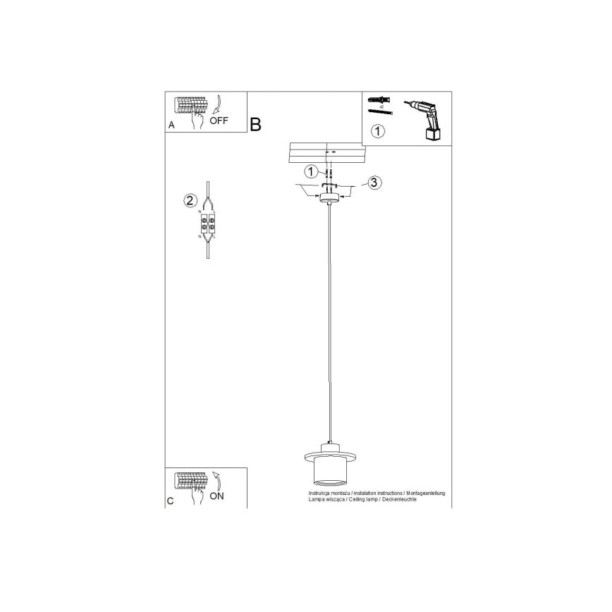 Pendellamp aan kabel MAB 1x E27, 15 W, 230 V, Ø 22 cm, beton/grijs