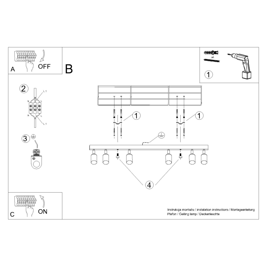 Spot WINX 6xGU10/10W/230V zwart/glanzend chroom