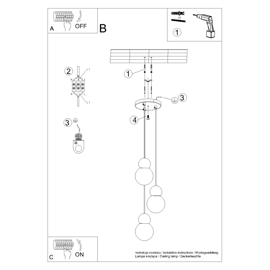 Hanglamp aan een koord PEKKA 3xG9/8W/230V wit