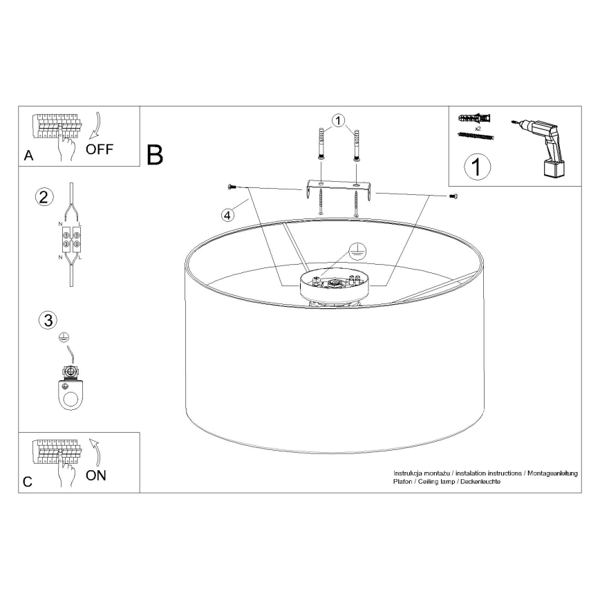 Plafondlamp TELESTO 1xE27/15W/230V diameter 35 cm wit/bruin