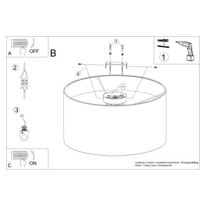 Plafondlamp TELESTO 1xE27/15W/230V diameter 35 cm wit/beige