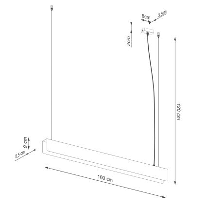 LED Hanglamp aan een koord SPARK 1xG13/8,5W/230V goud