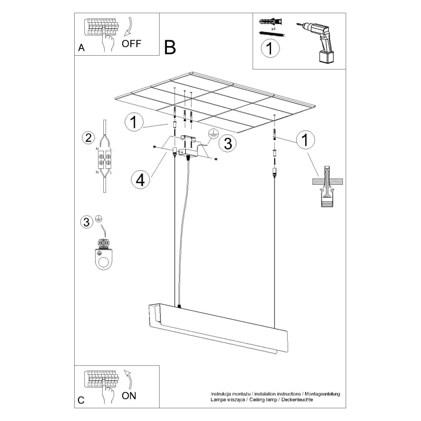 LED Hanglamp aan een koord SPARK 1xG13/8,5W/230V goud