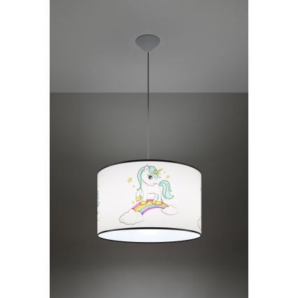 Kinder hanglamp aan een koord UNICORN 1xE27/15W/230V diameter 40 cm eenhoorn