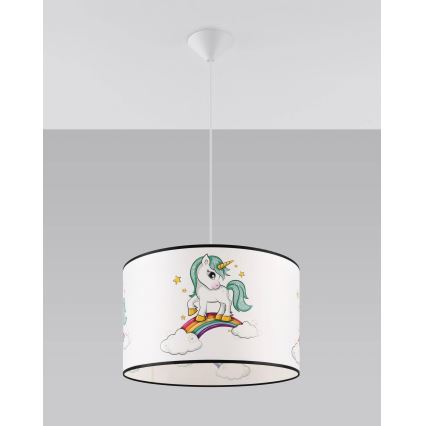 Kinder hanglamp aan een koord UNICORN 1xE27/15W/230V diameter 40 cm eenhoorn