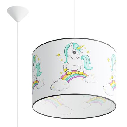 Kinder hanglamp aan een koord UNICORN 1xE27/15W/230V diameter 40 cm eenhoorn