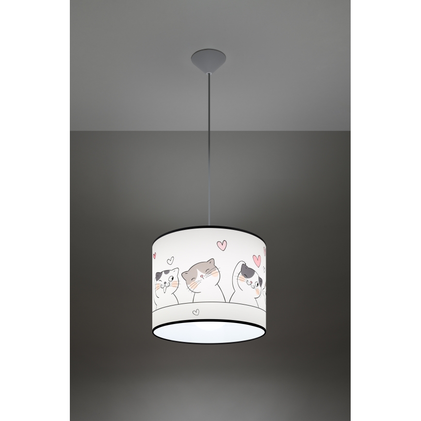 Kinder hanglamp aan een koord CAT 1xE27/15W/230V diameter 30 cm kat