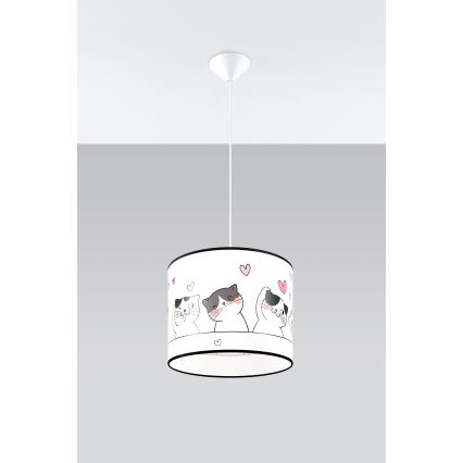 Kinder hanglamp aan een koord CAT 1xE27/15W/230V diameter 30 cm kat
