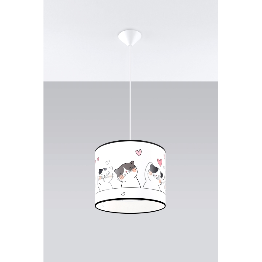 Kinder hanglamp aan een koord CAT 1xE27/15W/230V diameter 30 cm kat