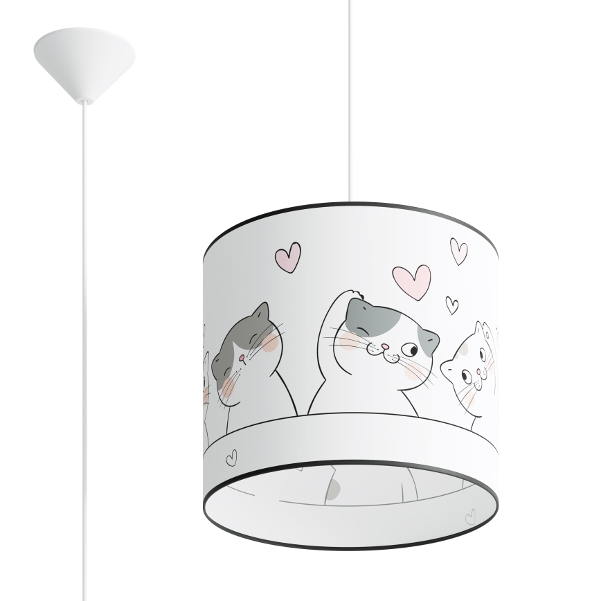 Kinder hanglamp aan een koord CAT 1xE27/15W/230V diameter 30 cm kat