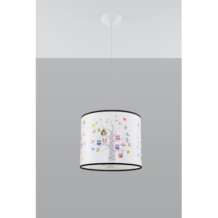 Kinder hanglamp aan een koord OWLS 1xE27/15W/230V diameter 40 cm uilen