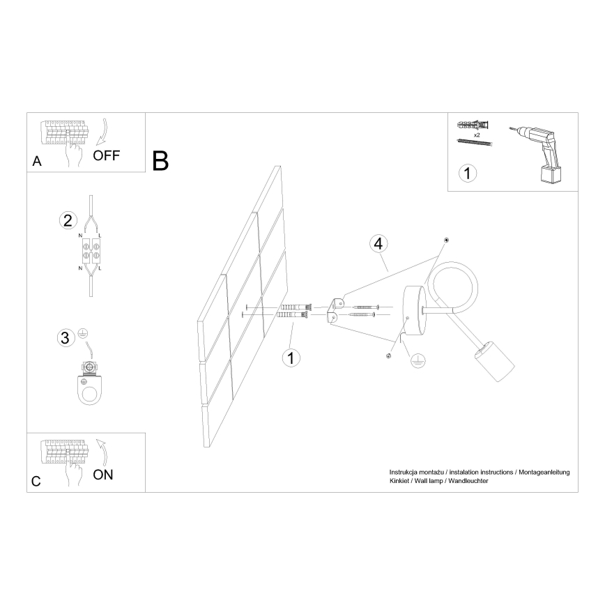 Wandlamp LOOP 1xE27/15W/230V wit
