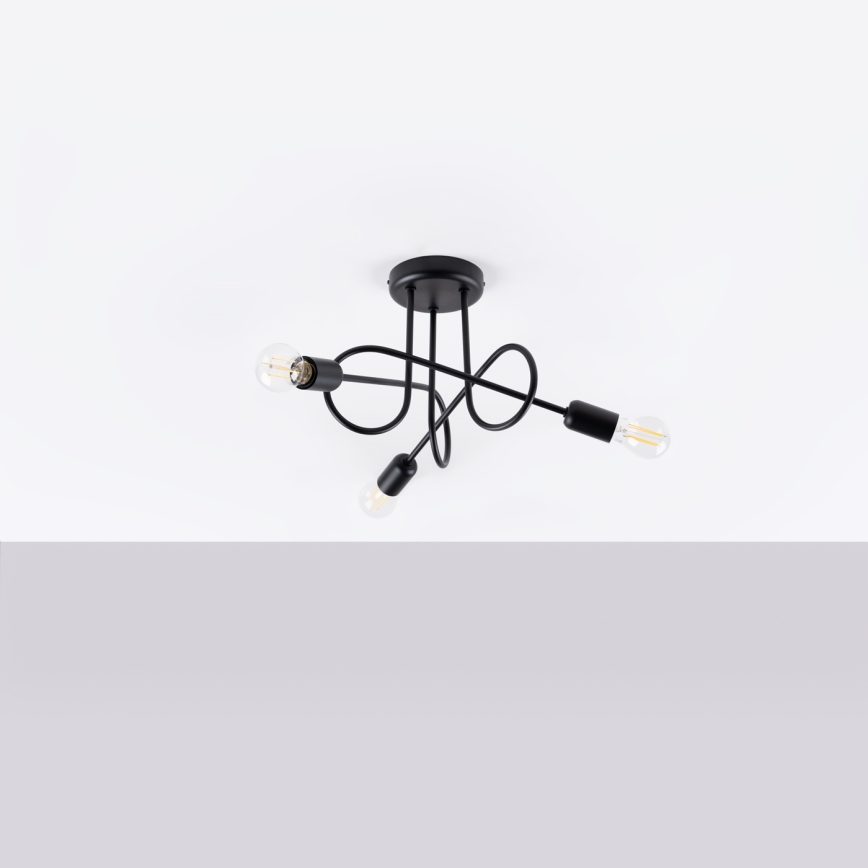 Bevestigde hanglamp LOOP 3xE27/15W/230V zwart