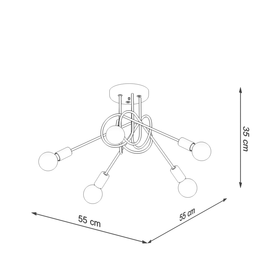 Bevestigde hanglamp LOOP 5xE27/15W/230V glanzend chroom