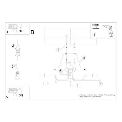 Bevestigde hanglamp VECTOR 6xE27/15W/230V wit
