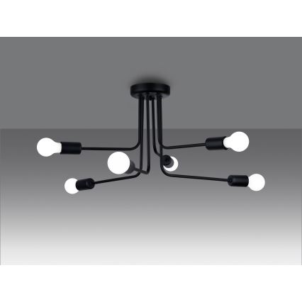 Hanglamp met vaste pendel NORAH 6xE27/15W/230V zwart