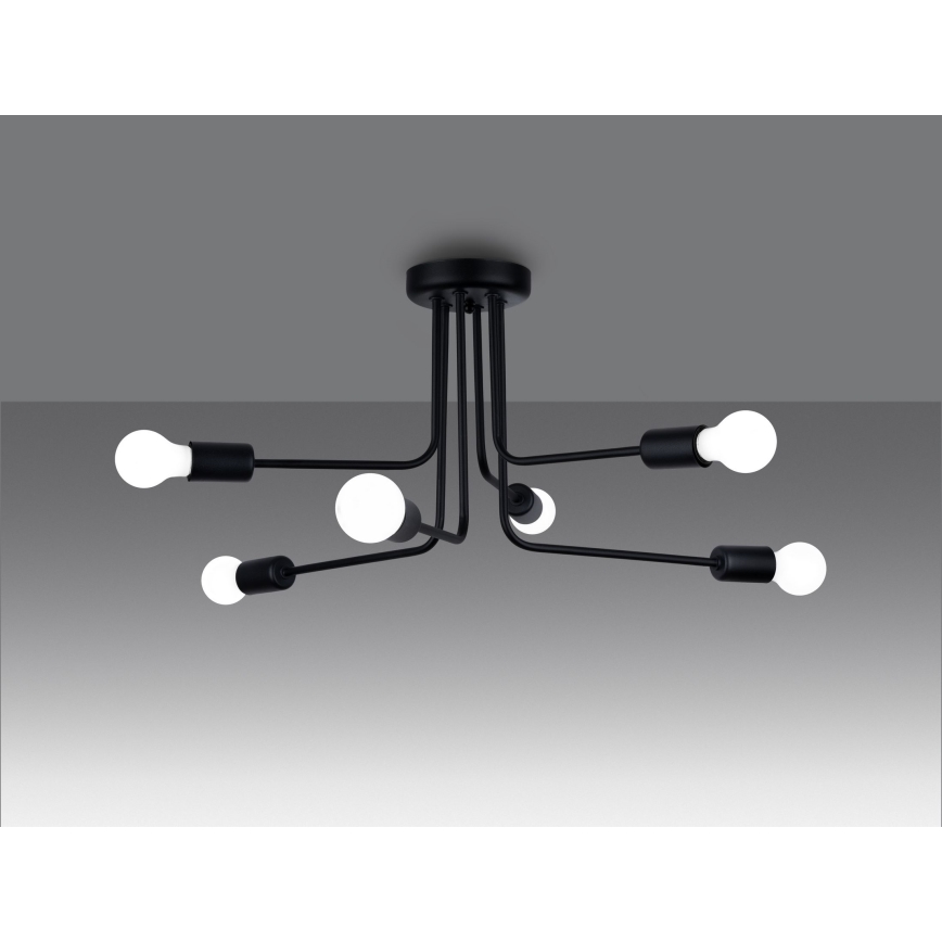 Hanglamp met vaste pendel NORAH 6xE27/15W/230V zwart