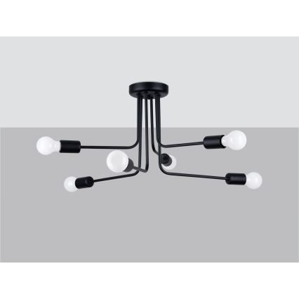 Hanglamp met vaste pendel NORAH 6xE27/15W/230V zwart
