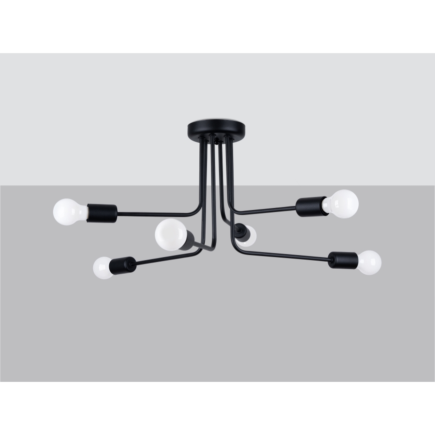 Hanglamp met vaste pendel NORAH 6xE27/15W/230V zwart