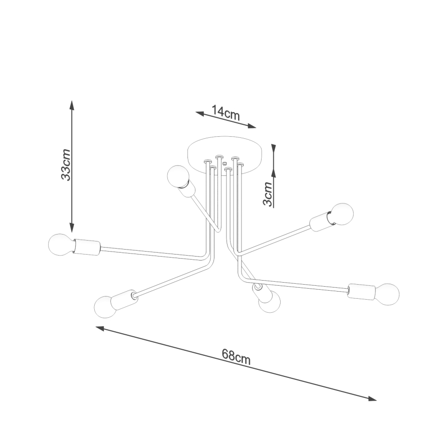 Hanglamp met vaste pendel NORAH 6xE27/15W/230V zwart