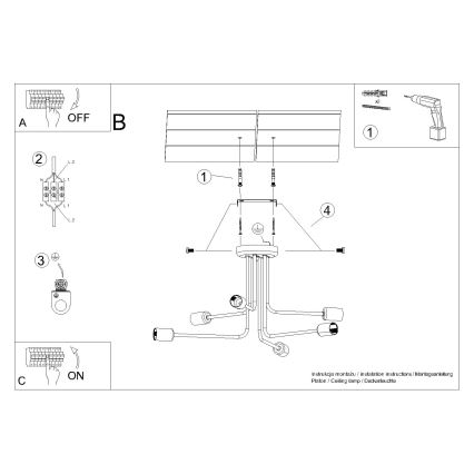 Hanglamp met vaste pendel NORAH 6xE27/15W/230V zwart
