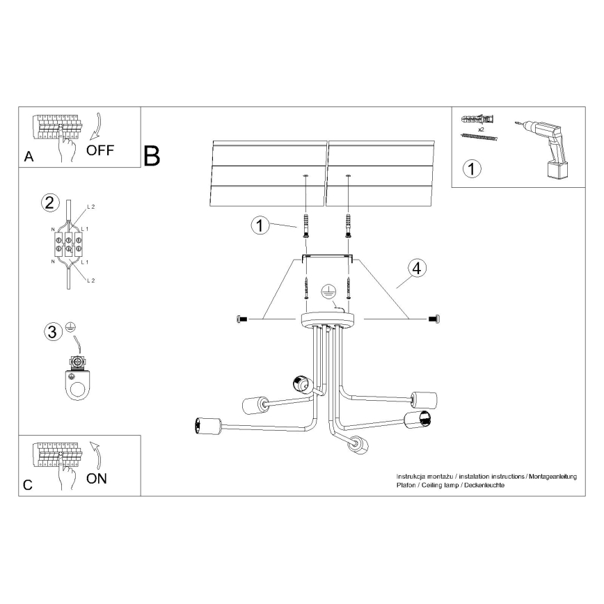 Hanglamp met vaste pendel NORAH 6xE27/15W/230V zwart