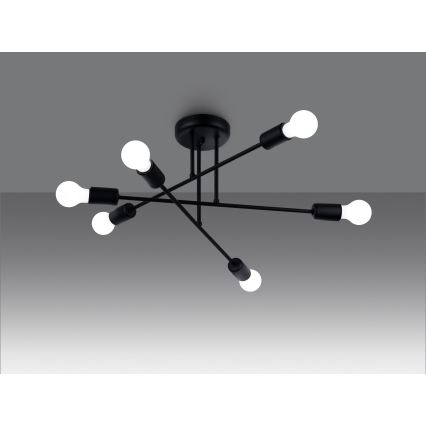 Hanglamp met vaste pendel NORAH 6xE27/15W/230V zwart