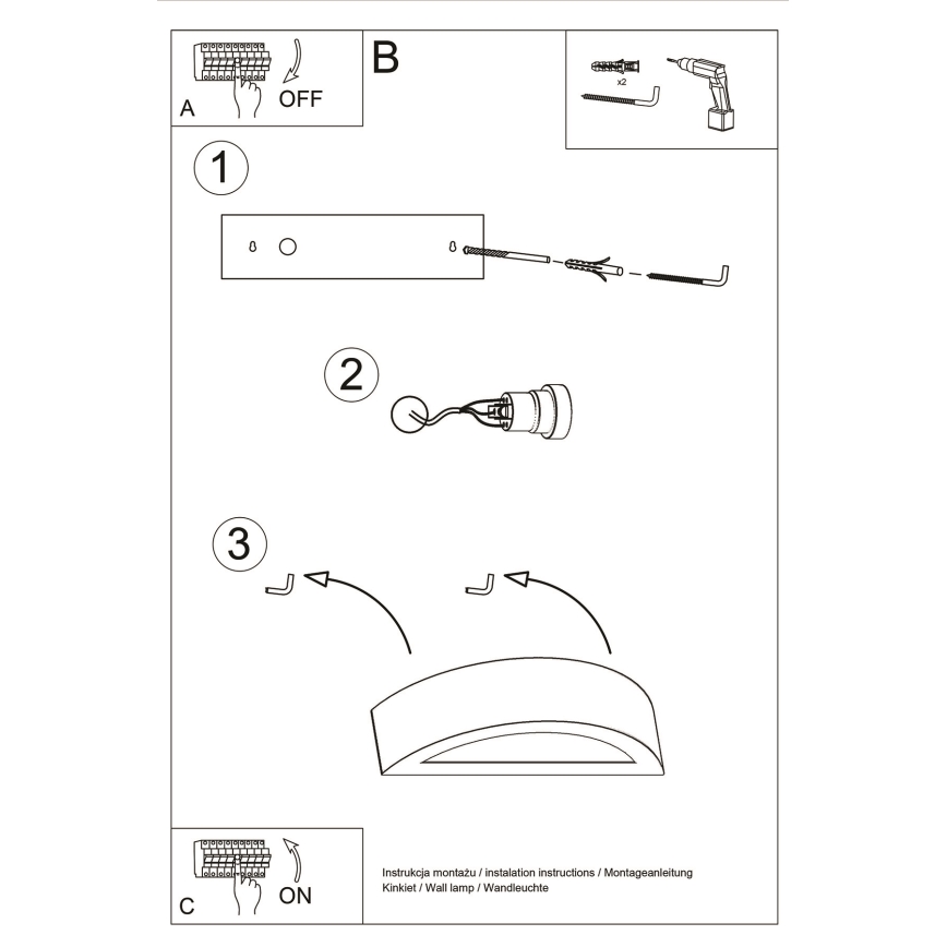 Wandlamp ATENA 1xE27/15W/230V 20 cm wit
