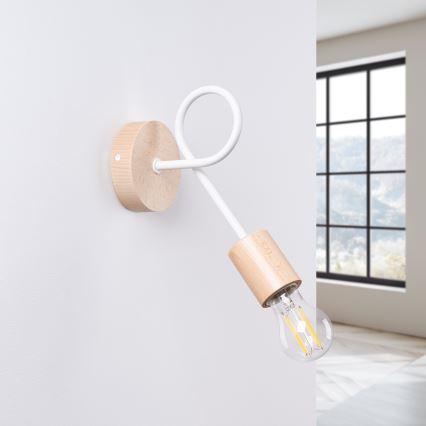 Wandlamp EMBER 1xE27/15W/230V wit/beige/beuken