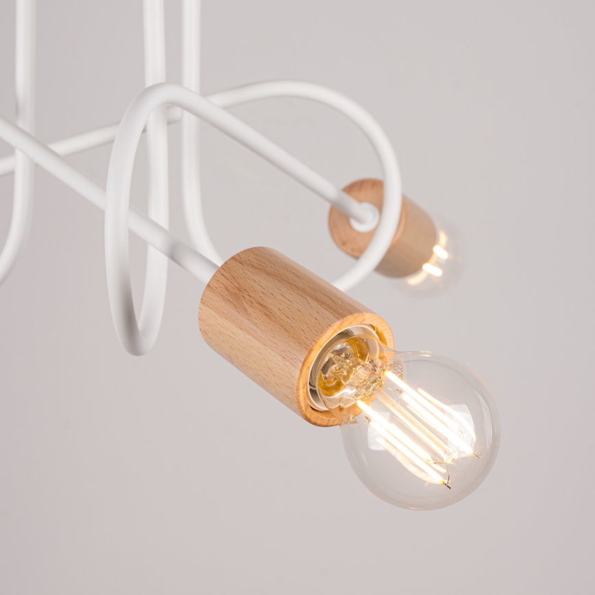Bevestigde hanglamp EMBER 3xE27/15W/230V wit/beige/beuken
