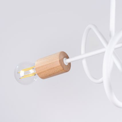 Bevestigde hanglamp EMBER 3xE27/15W/230V wit/beige/beuken