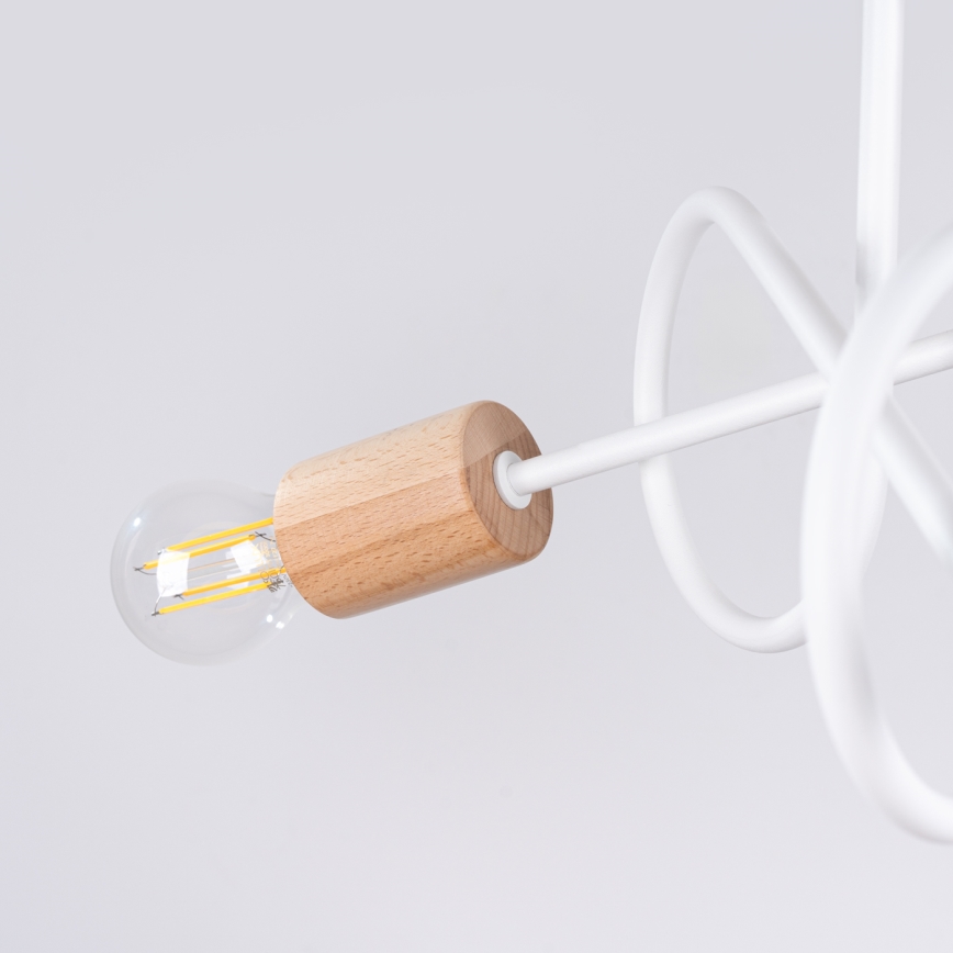 Bevestigde hanglamp EMBER 3xE27/15W/230V wit/beige/beuken