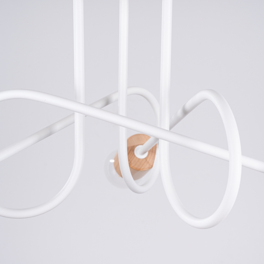 Bevestigde hanglamp EMBER 3xE27/15W/230V wit/beige/beuken