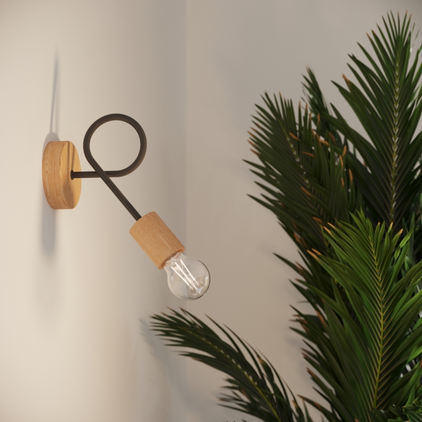 Wandlamp EMBER 1xE27/15W/230V zwart/beige/beuken