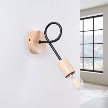 Wandlamp EMBER 1xE27/15W/230V zwart/beige/beuken