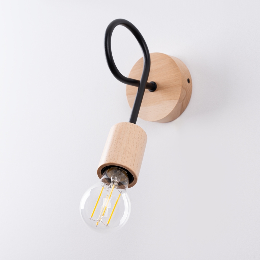 Wandlamp EMBER 1xE27/15W/230V zwart/beige/beuken