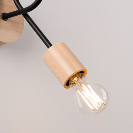 Wandlamp EMBER 1xE27/15W/230V zwart/beige/beuken