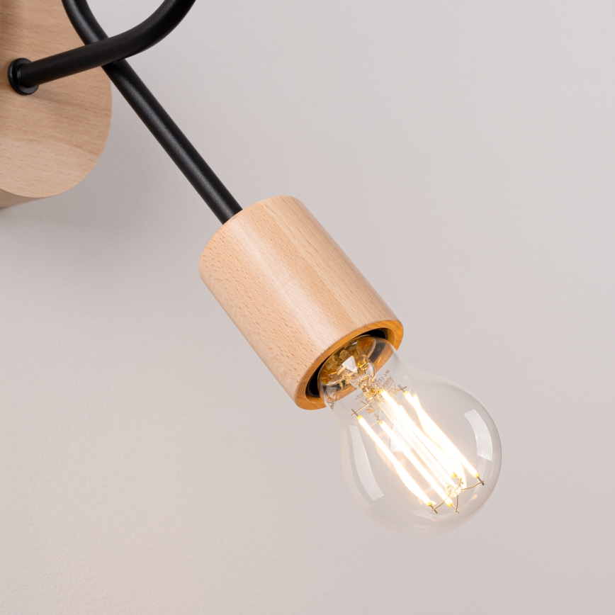 Wandlamp EMBER 1xE27/15W/230V zwart/beige/beuken
