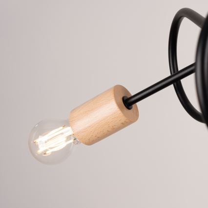 Bevestigde hanglamp EMBER 3xE27/15W/230V zwart/beige/beuken