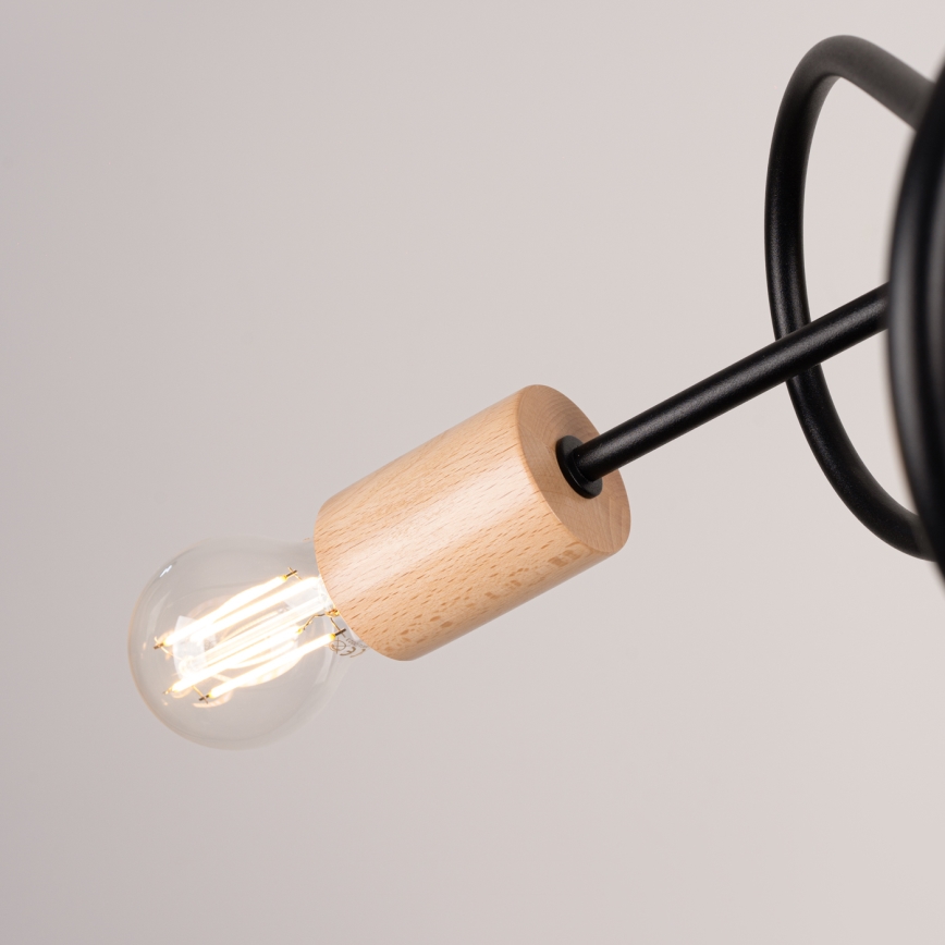 Bevestigde hanglamp EMBER 3xE27/15W/230V zwart/beige/beuken