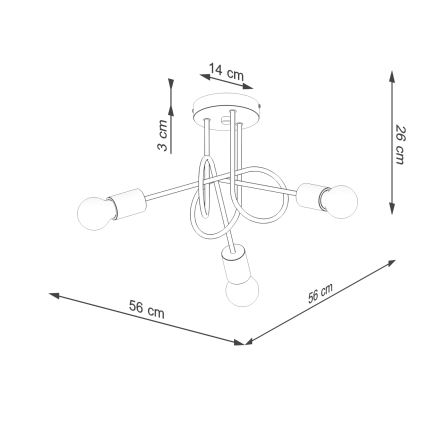 Bevestigde hanglamp EMBER 3xE27/15W/230V zwart/beige/beuken