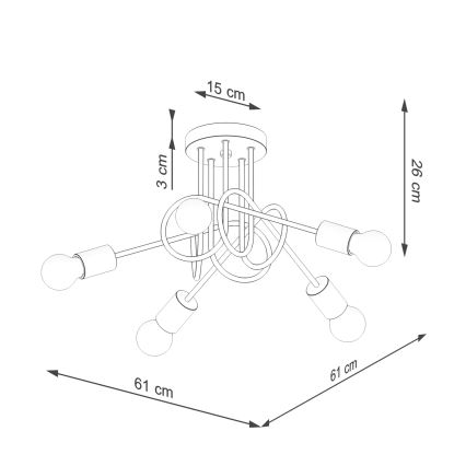 Bevestigde hanglamp EMBER 5xE27/15W/230V zwart/beige/beuken