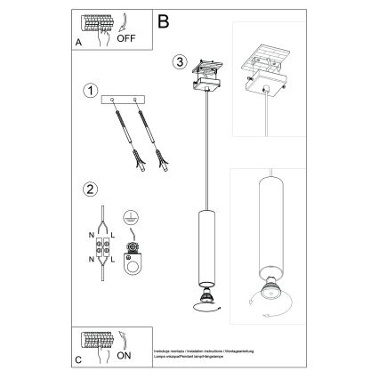 Hanglamp aan een koord LAGOS 1xGU10/10W/230V crème