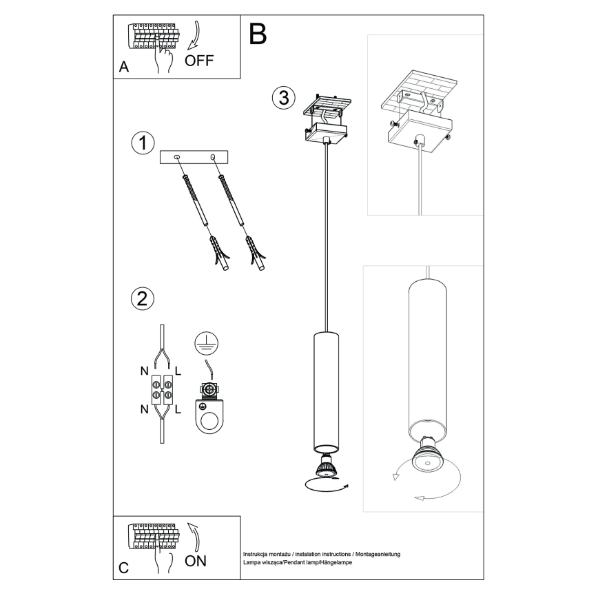 Hanglamp aan een koord LAGOS 1xGU10/10W/230V crème
