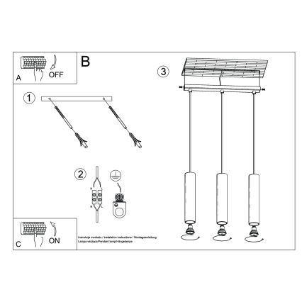 Hanglamp aan een koord LAGOS 3xGU10/10W/230V crème