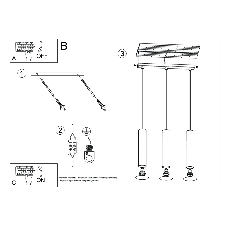 Hanglamp aan een koord LAGOS 3xGU10/10W/230V crème