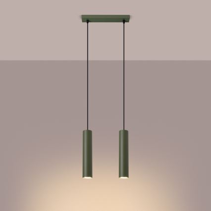 Hanglamp aan een koord LAGOS 2xGU10/10W/230V groen