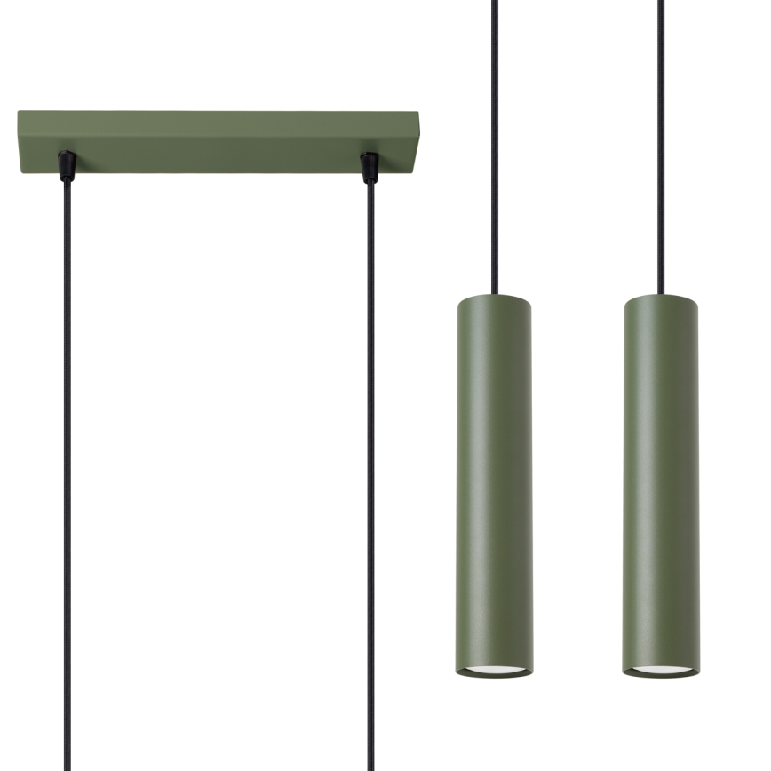 Hanglamp aan een koord LAGOS 2xGU10/10W/230V groen