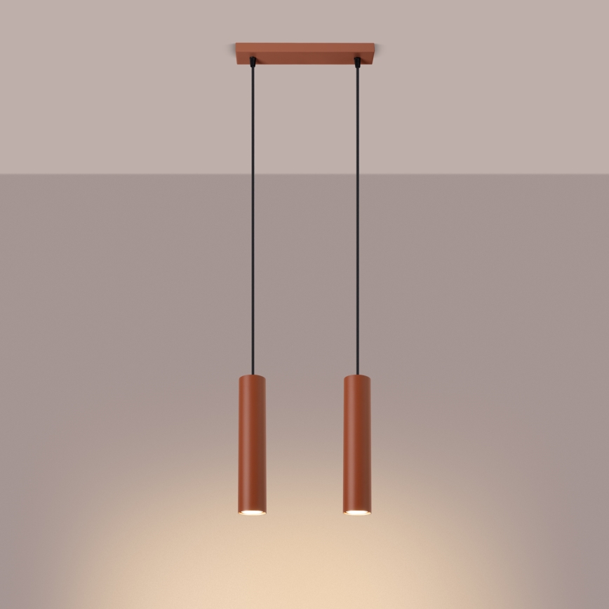 Hanglamp aan een koord LAGOS 2xGU10/10W/230V rood
