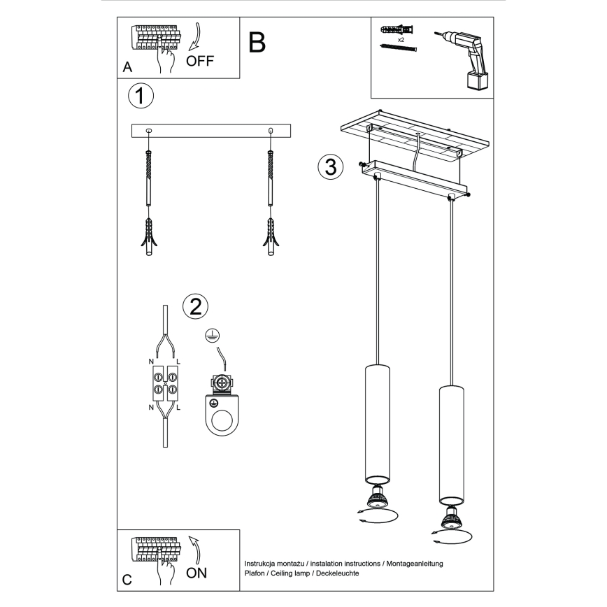 Hanglamp aan een koord LAGOS 2xGU10/10W/230V rood